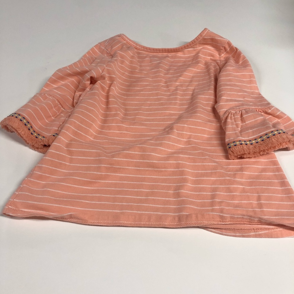 Okie Dokie Girls Flare Sleeve Striped Blouse Orange and White 5T - Picture 4 of 4